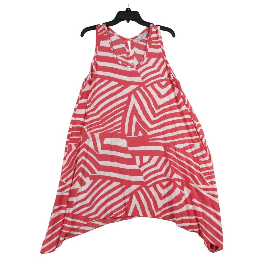 Tybee Island Clothing Co Red White Abstract Sharkbite Hem Tunic Tank Top Large